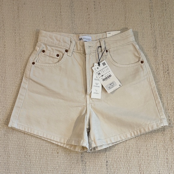 Zara Women's Beige Jean Shorts - Picture 1 of 5